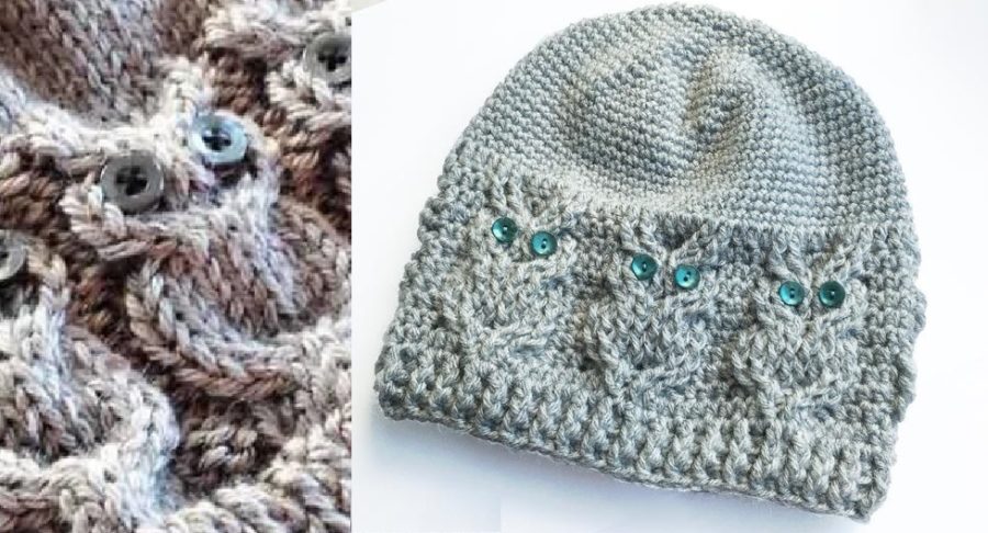 Owl Pattern Knit Hat (Free Pattern)