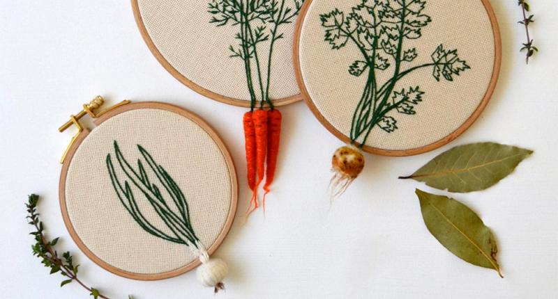 Embroidery for Gardeners - Make Some Dangling VegetablesEmbroidery for Gardeners - Make Some Dangling Vegetables
