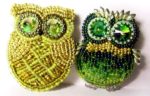 Beaded Brooch Owls