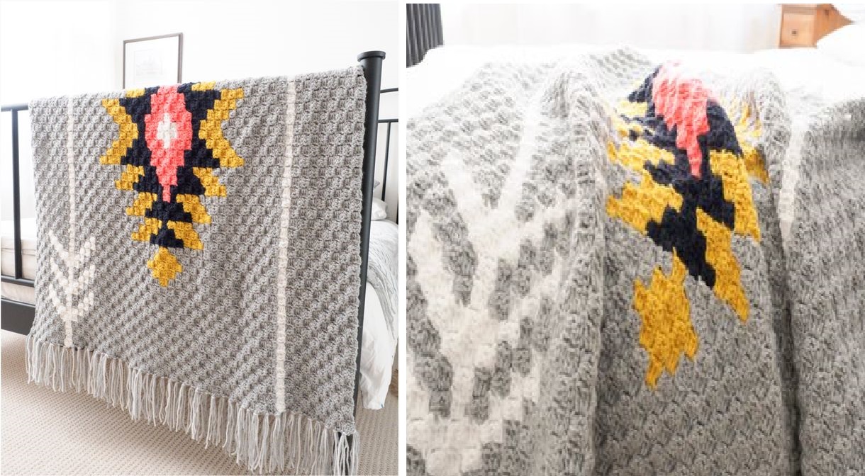 Southwest Sunburst C2C Crochet Afghan