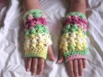 Crochet Puff Stitch Fingerless Gloves