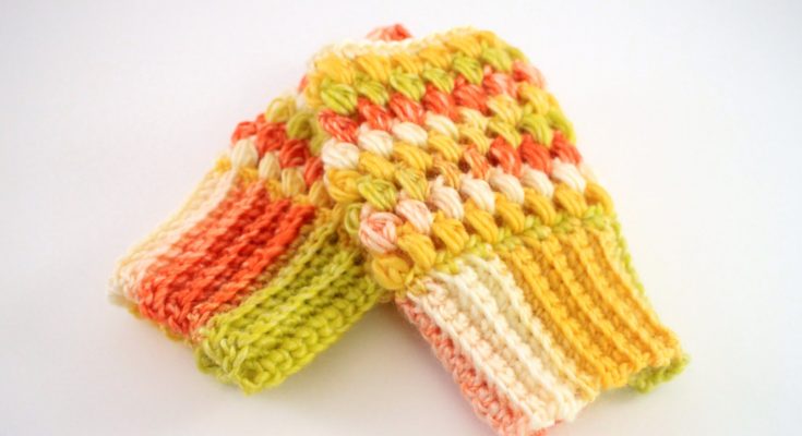 Crochet Puff Stitch Fingerless Gloves