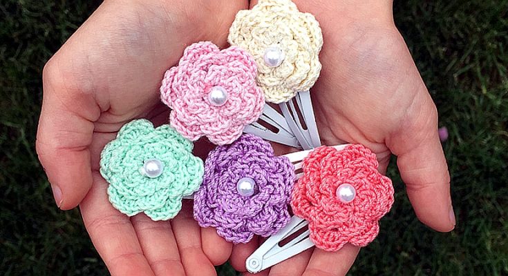 Crochet Flower Hair Clips - Free Pattern