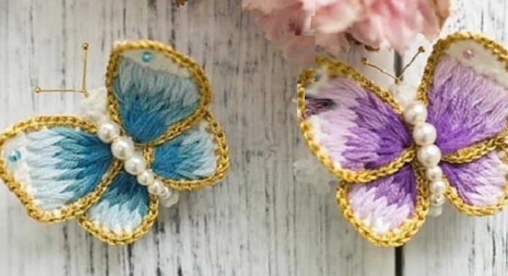 Crochet Embroidery Butterfly - Free Pattern